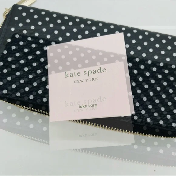 Kate Spade Continental Wallet Leather Black/White - Picture 6 of 7